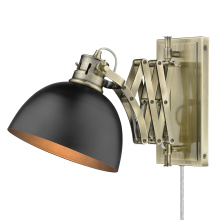 Golden 3824-A1W AB-BLK - Wry Lighting Hawthorn 1-light Swing Arm Wall Lamp in Aged Brass and Matte Black shade